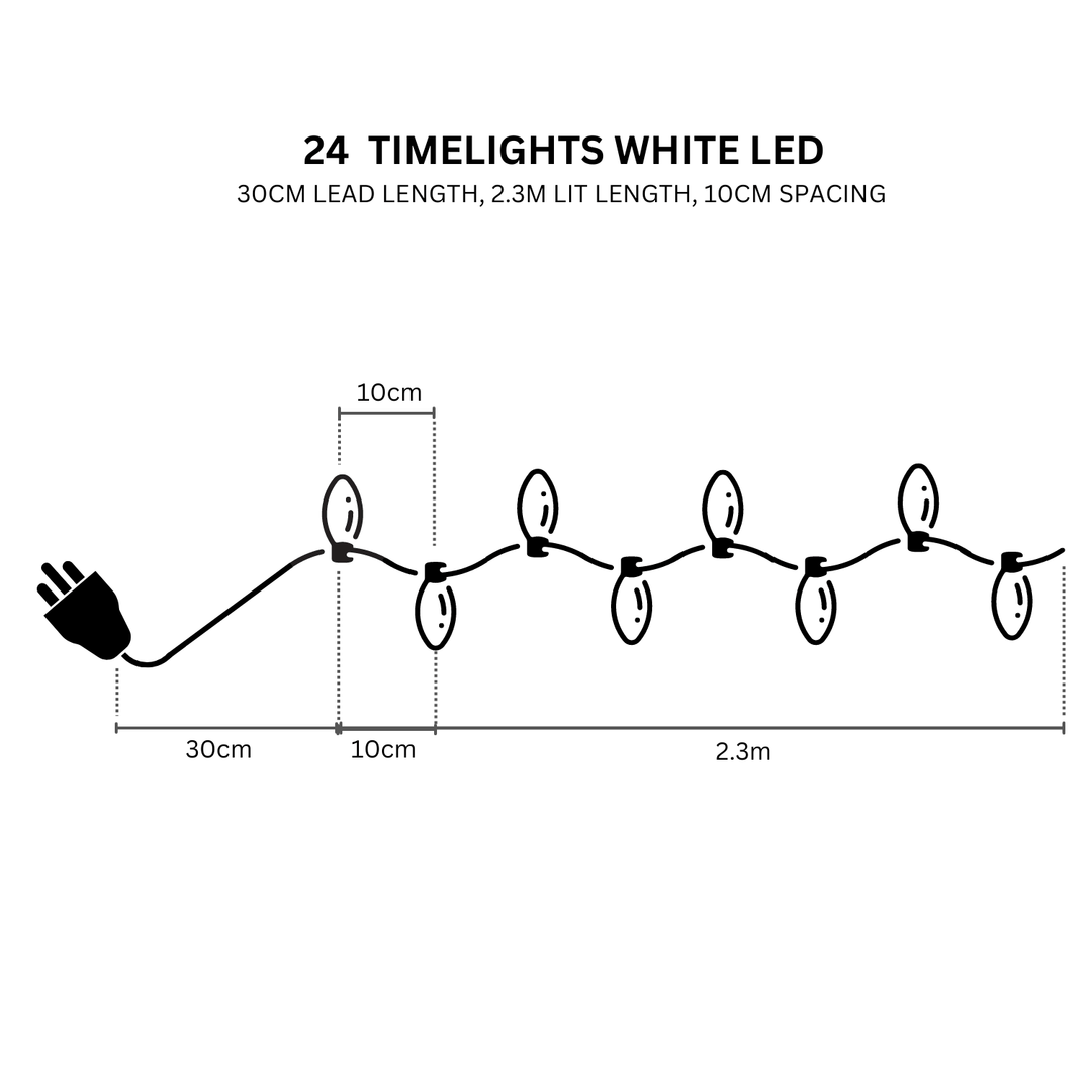 24 Timelights White - Christmas.uk
