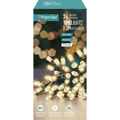 24 Warm White Timelights - Christmas.uk