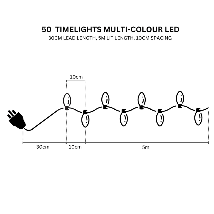 50 Timelights Multicoloured - Christmas.uk