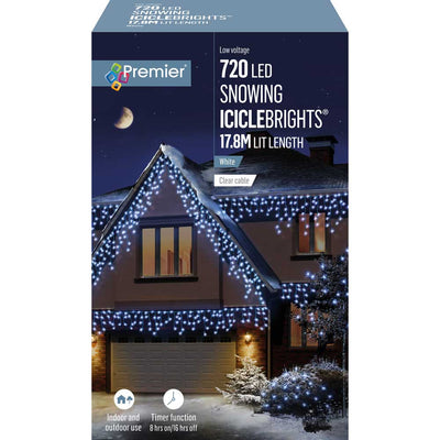 720 LED White Snowing Icicles Timer with timer - Christmas.uk