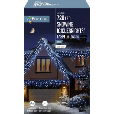 720 LED White Snowing Icicles Timer with timer Premier 5053844155165 I Christmas UK Online Shop