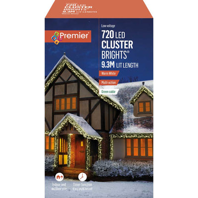 720 M - A LED Cluster Supabrights Warm White Lights Timer - Christmas.uk