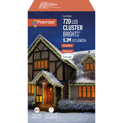 720 M-A LED Cluster Supabrights Warm White Lights Timer Premier 5053844154694 I Christmas UK Online Shop
