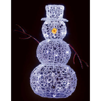 Acrylic Snowman 80 White LED's - 90 cm Premier 5053844275252 I Christmas UK Online Shop