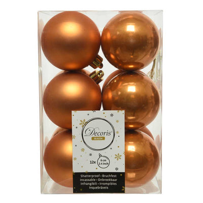 Amber Gold Shatterproof Baubles - 6 cm - box of 12 Kaemingk 8720194929841 I Christmas UK Online Shop