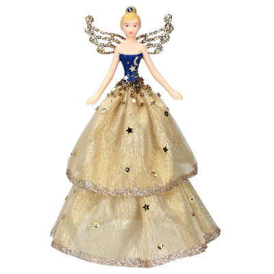 Blue Gold Starlight Fairy Angel Tree Topper by Gisela Graham - Christmas.uk