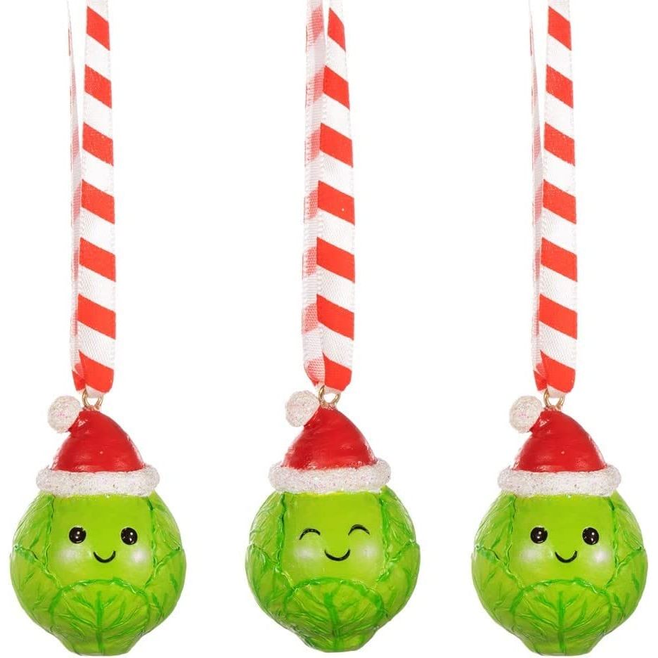 Brussel Sprout Hanging Decorations Set 3 - Christmas.uk