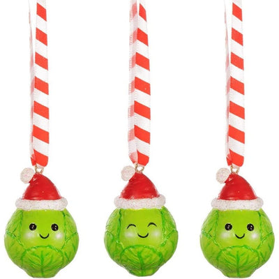 Brussel Sprout Hanging Decorations Set 3 - Christmas.uk