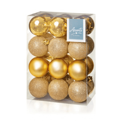 Champagne Gold Christmas Baubles - 6 cm, set of 24 - Christmas.uk