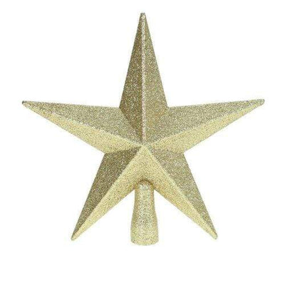 Champagne Gold Star Tree Topper - 20 cm, glitter finish - Christmas.uk