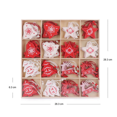 Christmas Box - Set of 48 Wooden Decorations - Christmas.uk