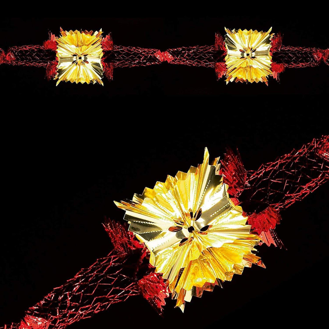 Christmas Full Garland Foil RED GOLD Christmas Ceiling Decoration 20cm 4 Section - Christmas.uk