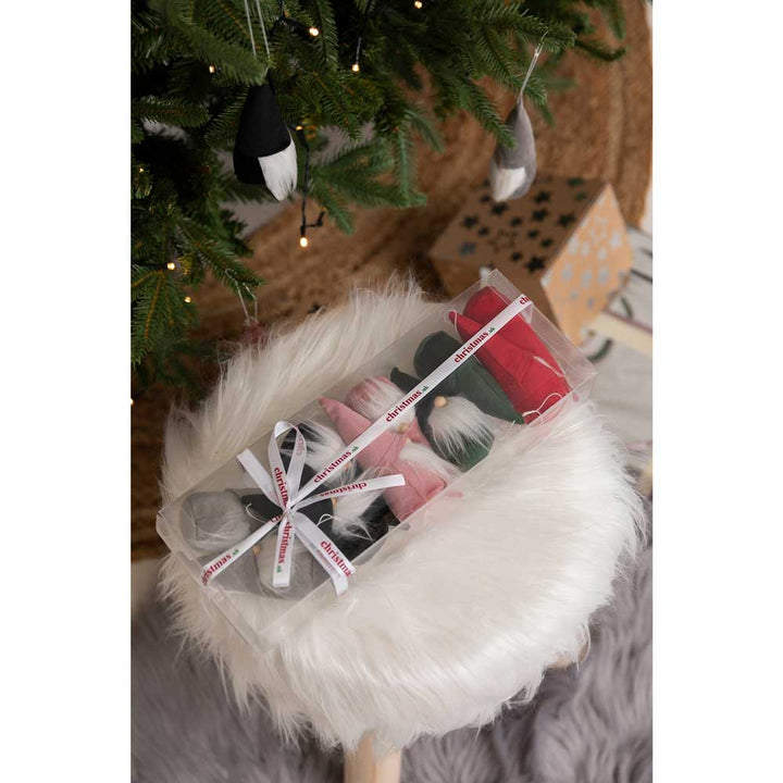 Christmas Gonk Tree Decorations - Set of 10 Velvet Christmas Gnome Decorations - Christmas.uk