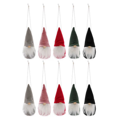 Christmas Gonk Tree Decorations - Set of 10 Velvet Christmas Gnome Decorations - Christmas.uk
