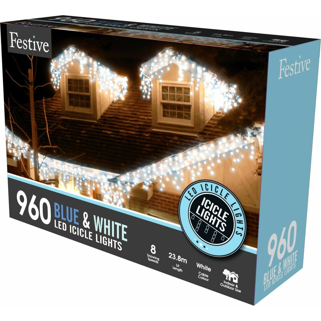 Christmas Lights - Snowing Icicle 960 LED - Christmas.uk
