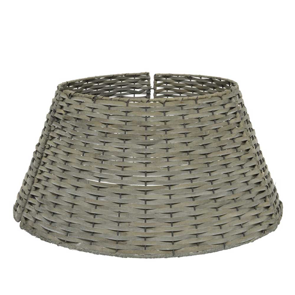 Collapsible Grey Wood Christmas Tree Ring - 70 cm - Christmas.uk
