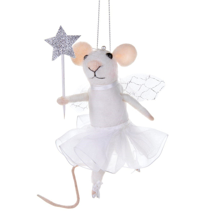 Fairy Mouse With Star Wand Felt Hanging Decoration - Christmas.uk