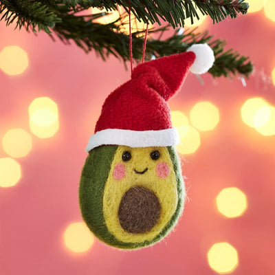 Festive Avocado Felt Hanging Decoration - Christmas.uk