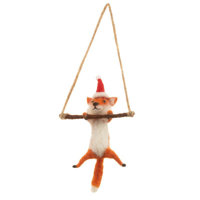 Festive Fox Felt Hanging Decoration - Christmas.uk