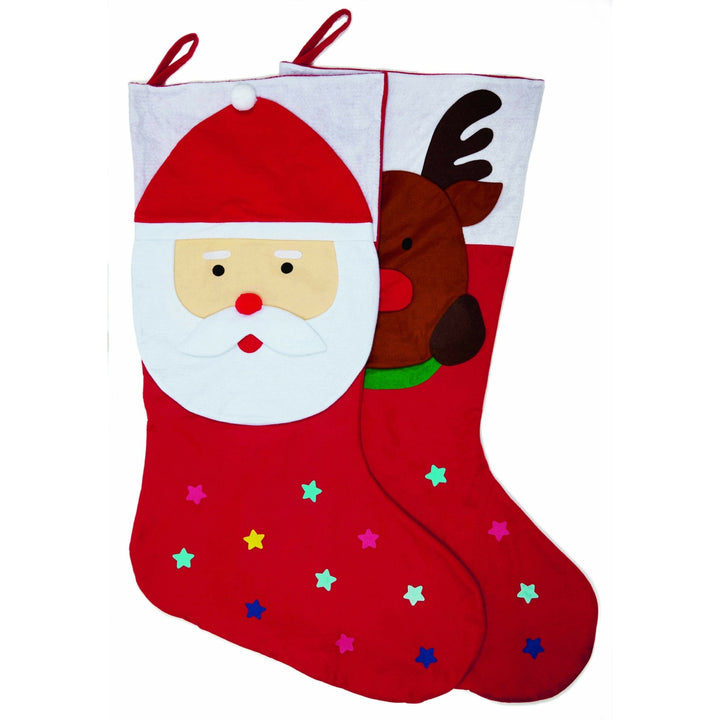 Giant Santa and Reindeer Christmas Stars Stockings - 1.25m - Christmas.uk