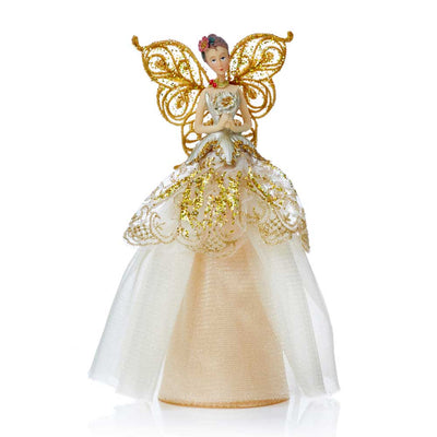 Glitter Champagne Gold Angel Tree Topper - 23 cm - Christmas.uk