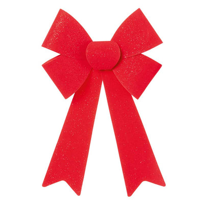 Glitter Red PVC Tied Bow - 36cm x 28cm - Christmas.uk
