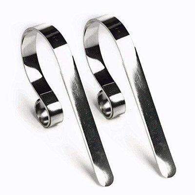 Glossy Silver Christmas Mantle Clips for Stockings - pack of 2 - Christmas.uk
