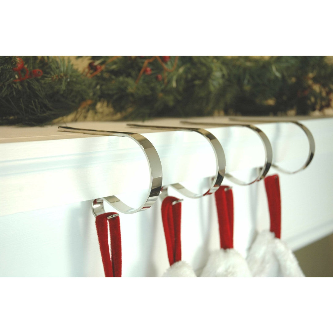 Glossy Silver Christmas Mantle Clips for Stockings - pack of 2 - Christmas.uk