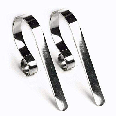 Glossy Silver Christmas Mantle Clips for Stockings - pack of 2 H&D 667233002043 I Christmas UK Online Shop