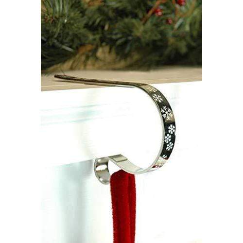 Glossy Silver Christmas Mantle Clips Snowflake Decor - pack of 2 - Christmas.uk