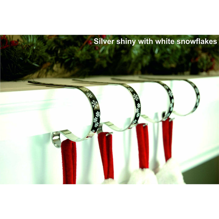 Glossy Silver Christmas Mantle Clips Snowflake Decor - pack of 2 - Christmas.uk