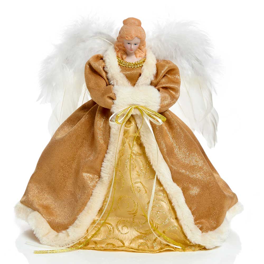 Gold Angel Tree Topper Warm White LEDs - 30cm - Christmas.uk