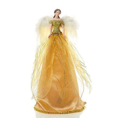 Gold Christmas Angel with feather wings Tree Topper - 23cm - Christmas.uk