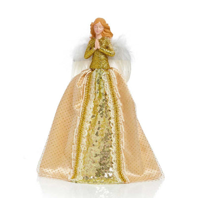 Gold Fairy Praying Angel Tree Topper - 28 cm - Christmas.uk
