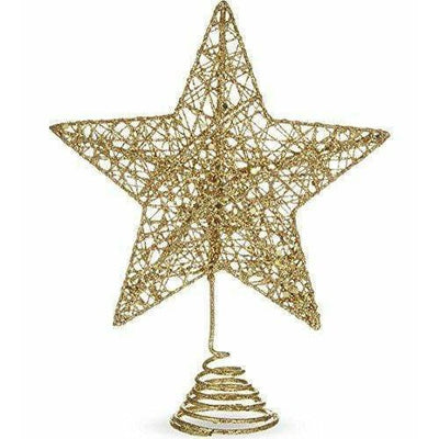 Gold Glitter Mesh Tree Top Star - 15 cm - Christmas.uk