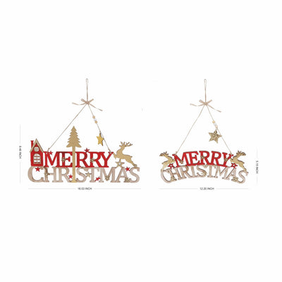 Gold Merry Christmas Signs - Reindeer & Christmas Tree - set of 2 - Christmas.uk