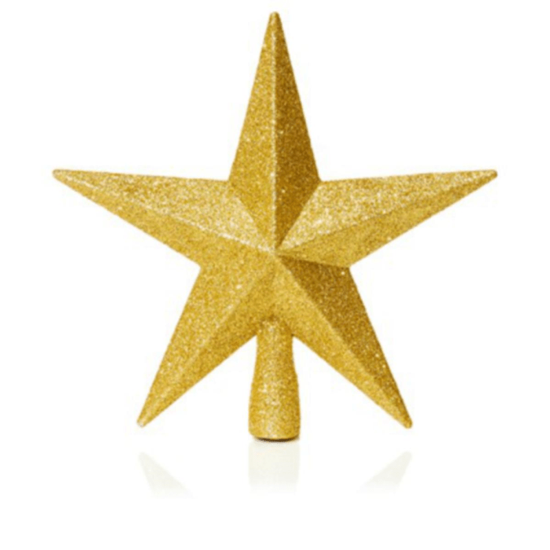 Gold Tree Top Star - 20 cm, Glitter Finish - Christmas.uk