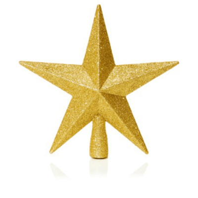 Gold Tree Top Star - 20 cm, Glitter Finish - Christmas.uk