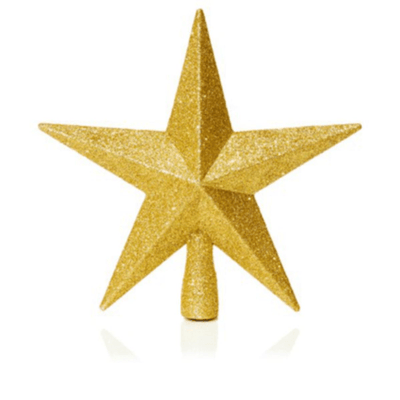 Gold Tree Top Star - 20 cm, Glitter Finish Premier Decorations 5050882335764 I Christmas UK Online Shop