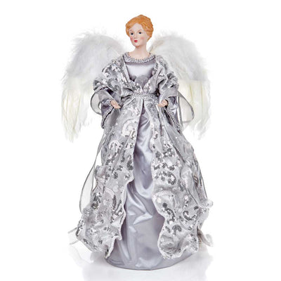 Grey Silver Angel Tree Topper- 45 cm Premier 5053844305188 I Christmas UK Online Shop
