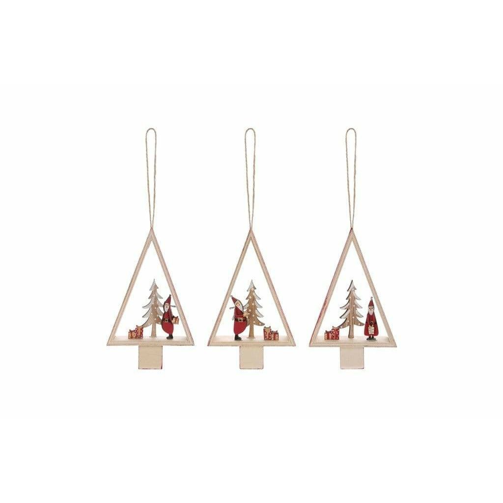 Hand Painted Wooden Christmas Ornaments - set of 3 - Christmas.uk