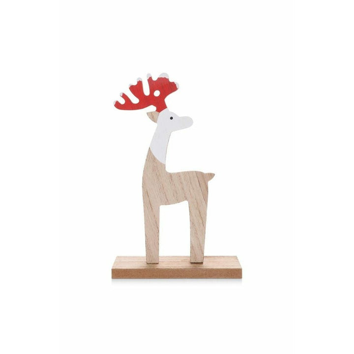 Hand Painted Wooden Reindeers Figure - 21 cm - Christmas.uk