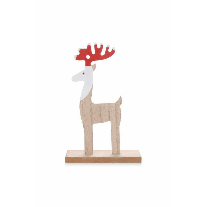 Hand Painted Wooden Reindeers Figure - 21 cm - Christmas.uk