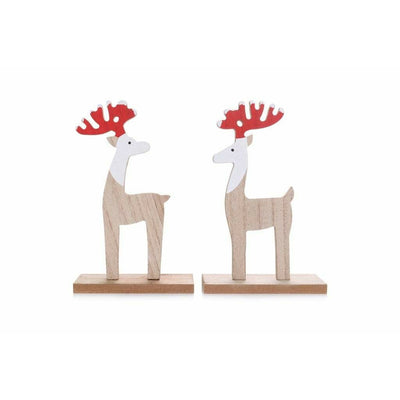 Hand Painted Wooden Reindeers Figure - 21 cm Christmas UK 5060645720096 I Christmas UK Online Shop