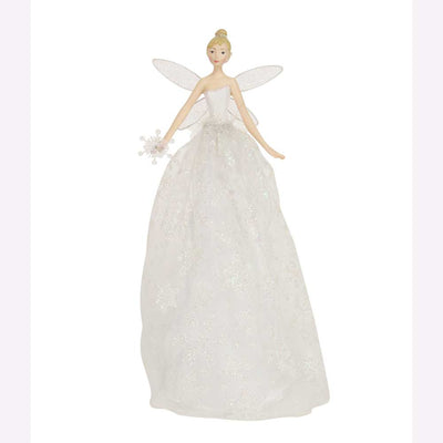 Iridescent White Fairy Angel Tree Topper by Gisela Graham - 29 cm - Christmas.uk