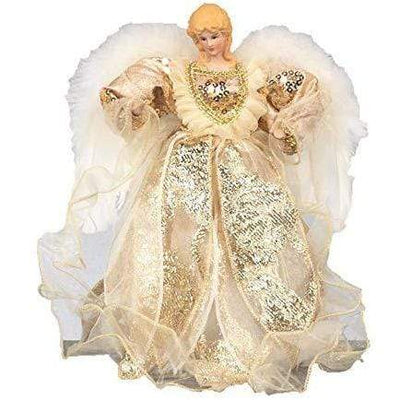 Ivory Gold Angel Christmas Tree Topper - 30 cm - Christmas.uk