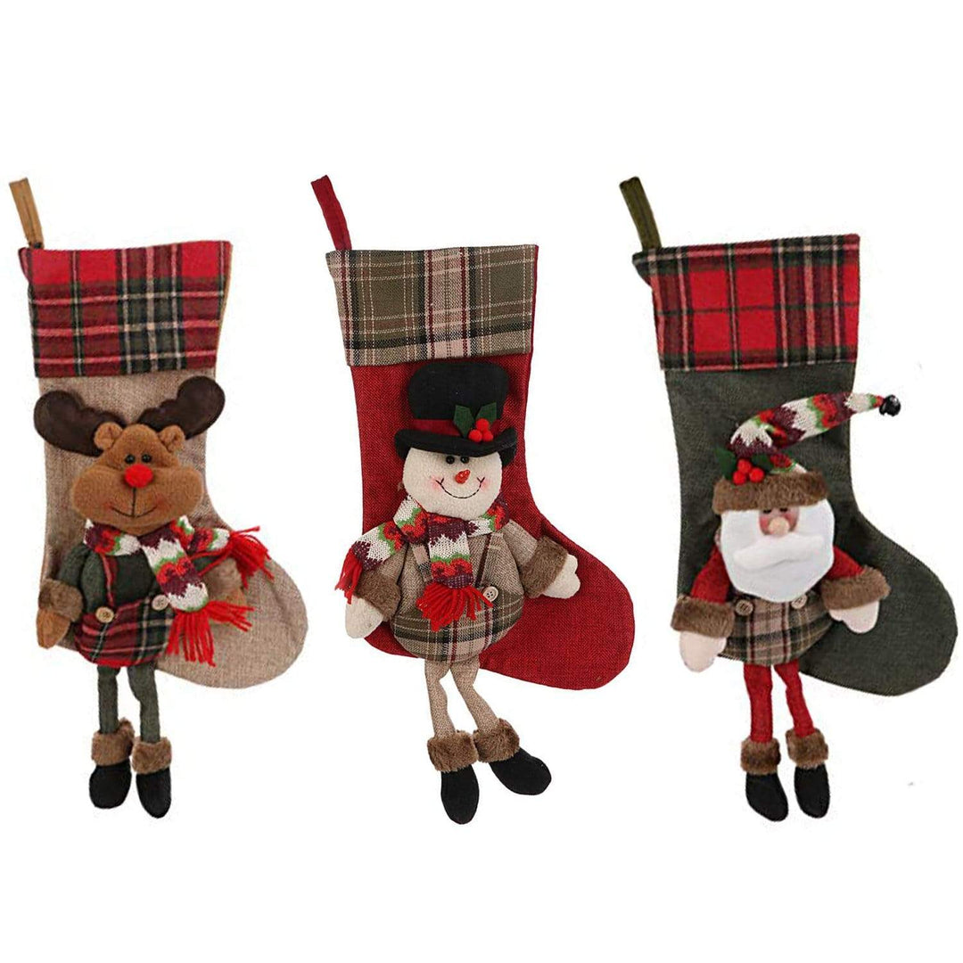 Large Christmas Stockings Set - Santa, Snowman & Reindeer - Christmas.uk