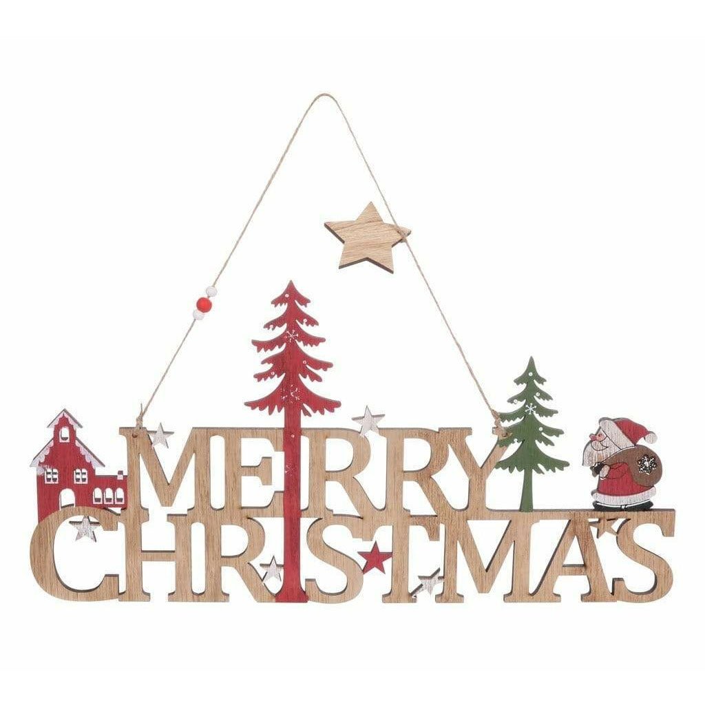 Large Wooden Merry Christmas Sign - Christmas.uk