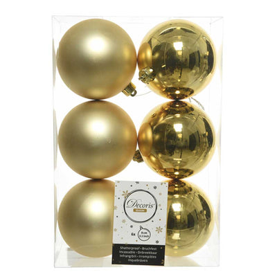 Light Gold Shatterproof Baubles - 8 cm - box of 6 Kaemingk 8716128590157 I Christmas UK Online Shop