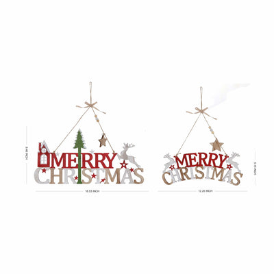 Merry Chistmas Signs - 2 Pack - Reindeer & Christmas Tree - Christmas.uk